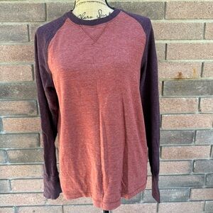 L.L. Bean Maroon Slightly Fitted Shirt with Purple Long Sleeves Size S